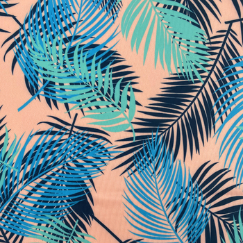 TROPICAL LEAF PRINTED POLYESTER FABRIC