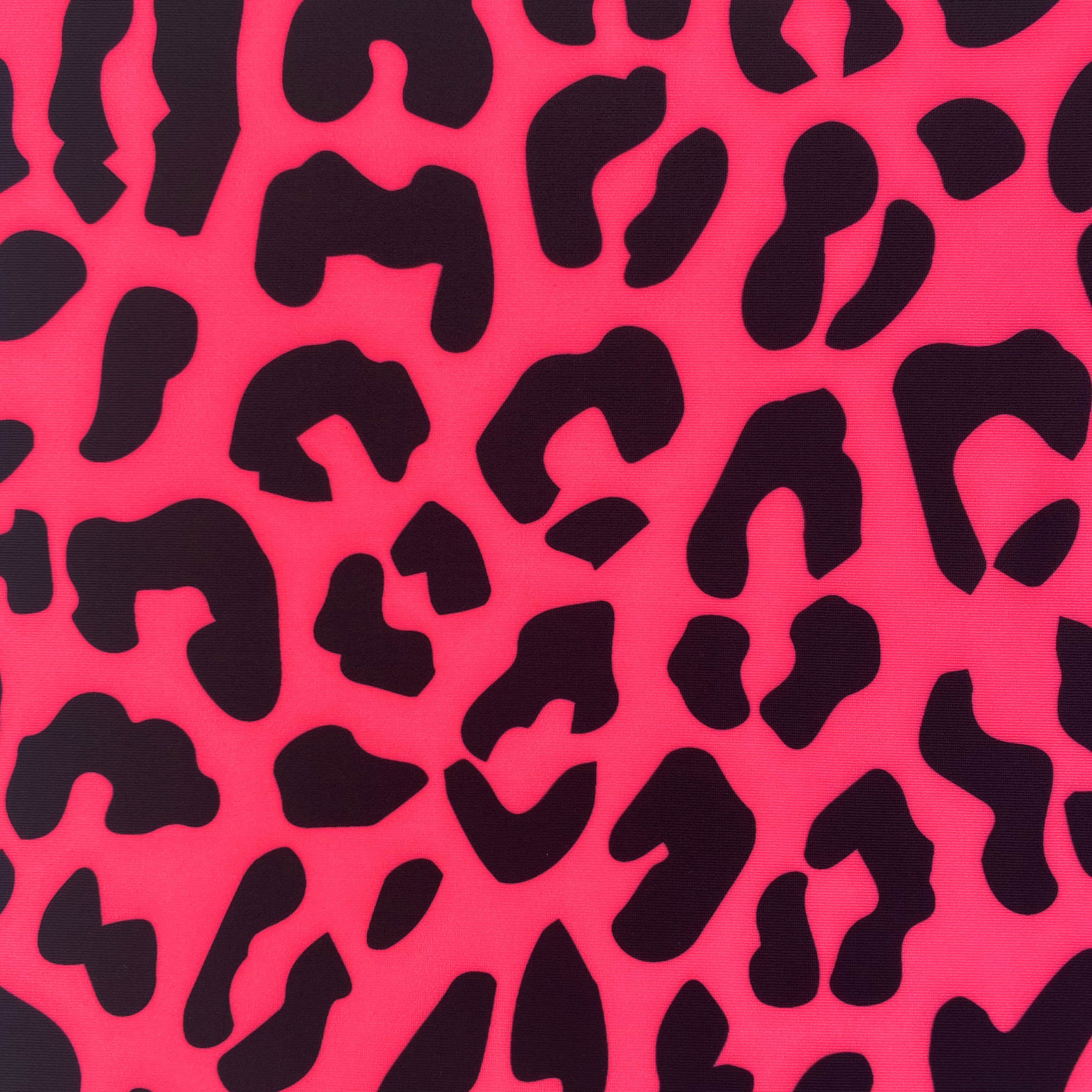 BLACK LEOPARD PRINTED IN CRIMSON BACKGROUND POLYESTER FABRIC